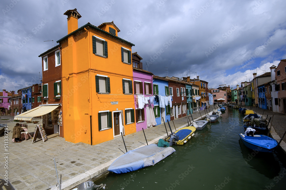 Casas de colores.Isla de Burano. Venecia.Véneto. Italia.