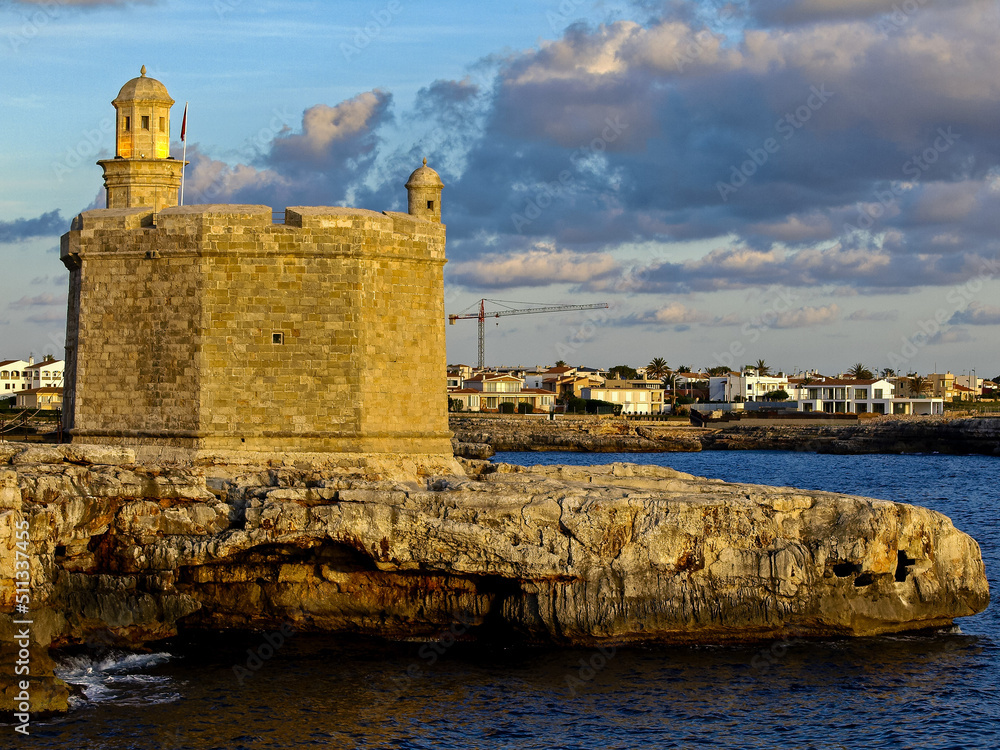 Castillo de Sant Nicolau (s,XVII).Bocana del puerto de Ciutadella . Menorca. Islas Baleares.España.
