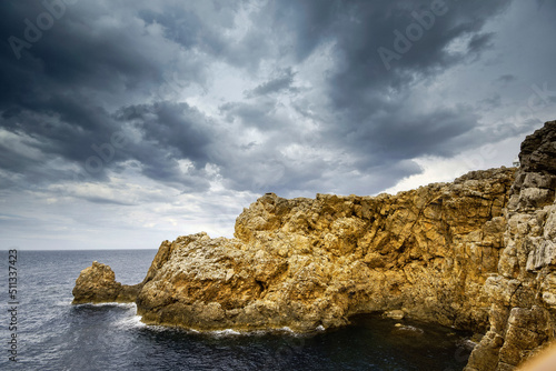 Nubes de tormenta sobre Punta Nati. Ciutadella. Menorca. Islas Baleares.España.