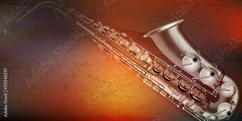 abstract background with saxophone on brown