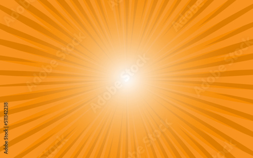 Sun rays retro vintage style on orange background, Sunburst comic pattern background. Rays. Summer banner vector illustration
