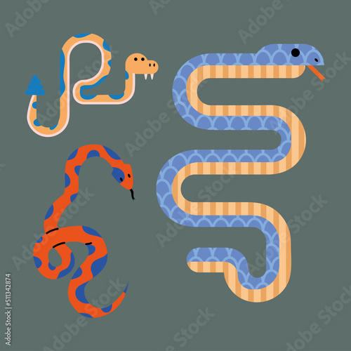 three snakes animals icons