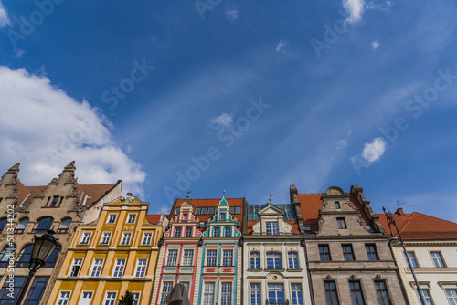Low angle view of buildings on Market Square in Wroclaw