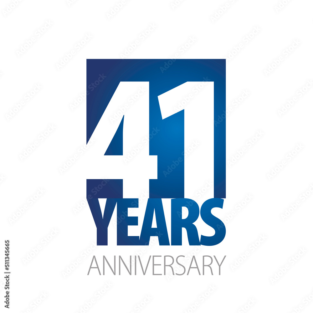 41 Years Anniversary negative space numbers blue white logo icon banner 41 Years Anniversary negative space numbers blue white logo icon banner