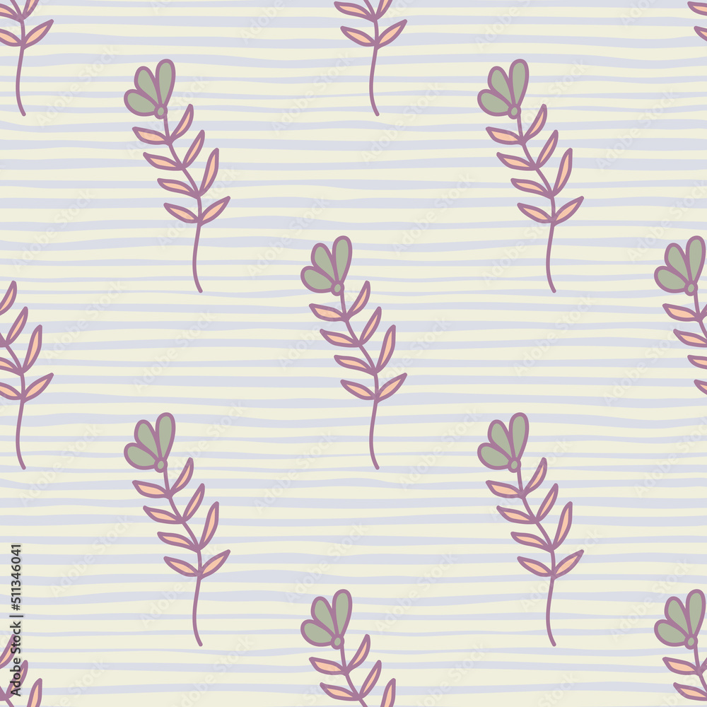Fototapeta premium Abstract simple flower seamless pattern. Children's floral wallpaper. Cute plants endless backdrop.