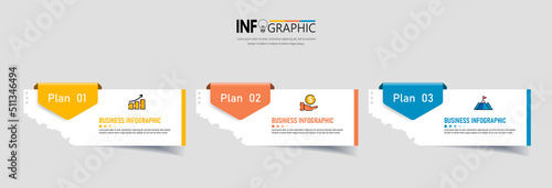 Business Infographic with note paper design vector.	
