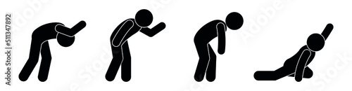 tired man icon, breakdown and exhaustion illustration, stick figure people