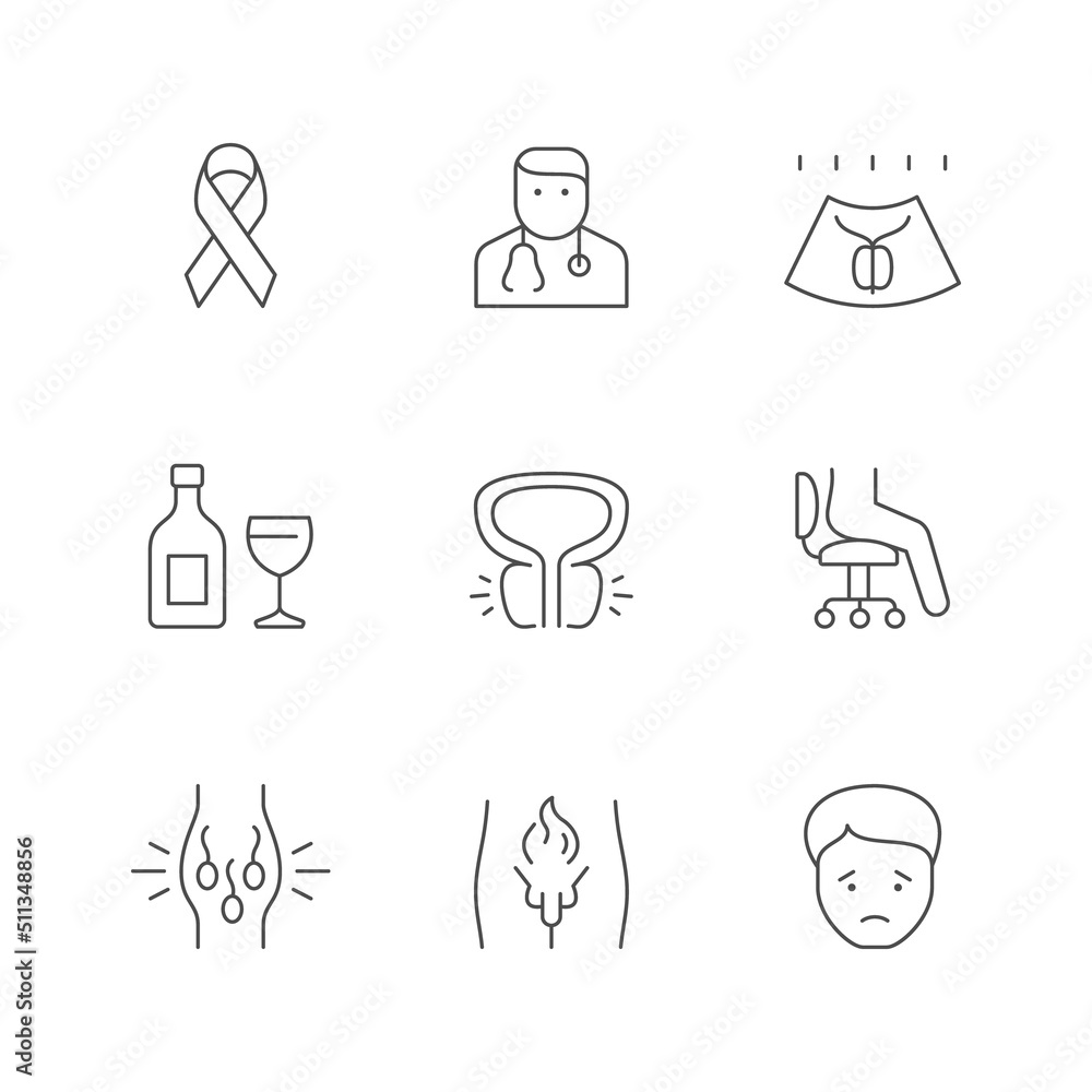Set line icons of prostatitis Set line icons of prostatitis