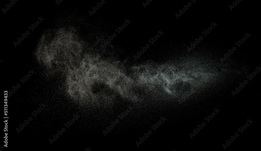 Fototapeta premium Sprayed water. Splashes and drops of water isolated on black background.