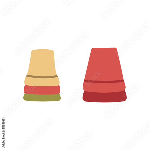 Stack of flower pots turned upside down. Empty pots. Colorful vector isolated illustration hand drawn. Gardening, houseplant care