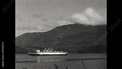 SS Princess Charlotte Approaches 1936 - The coastal steamship SS Princess Charlotte, an Alaska cruise ship with the British Columbia Coast Steamship Service, approaches port near Vancouver in 1936. photo