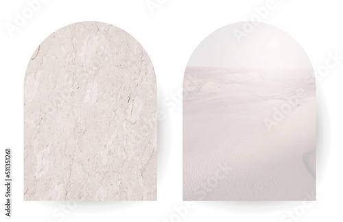 Beige quartz marble vector design frames. Stylish taupe brown cards. Desert landscape texture