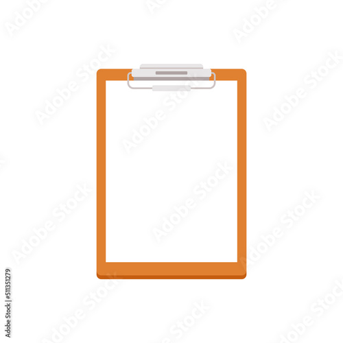 Clipboard with blank white paper for writing isolated on white background. vector illustration. free space for text.