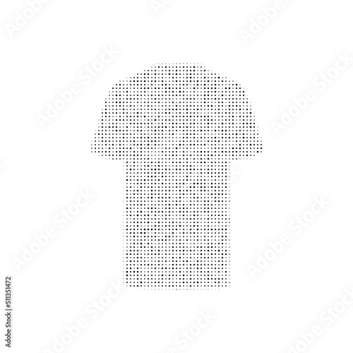 The t-shirt symbol filled with black dots. Pointillism style. Vector illustration on white background