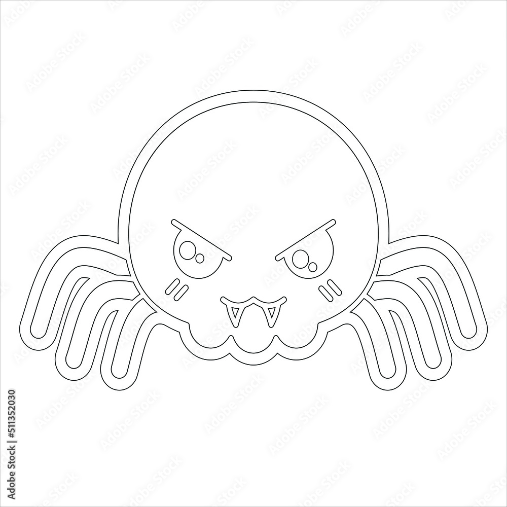 Cute Skull  Coloring page For Kids Cartoon scary halloween Ghost , Pastel Creepy Kawaii Happy Ghost Vector 