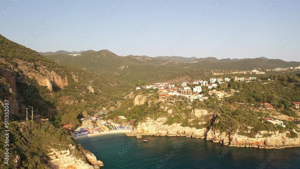 stunning nature's wonder scene at desirable holiday destination , aerial drone turquoise water , Kas , Antalya stunning nature's wonder scene at desirable holiday destination , aerial drone turquoise water , Kas , Antalya