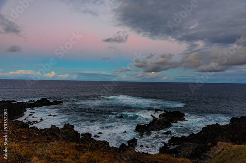 Looking West from Hanga Roa Easter Island Chile photo