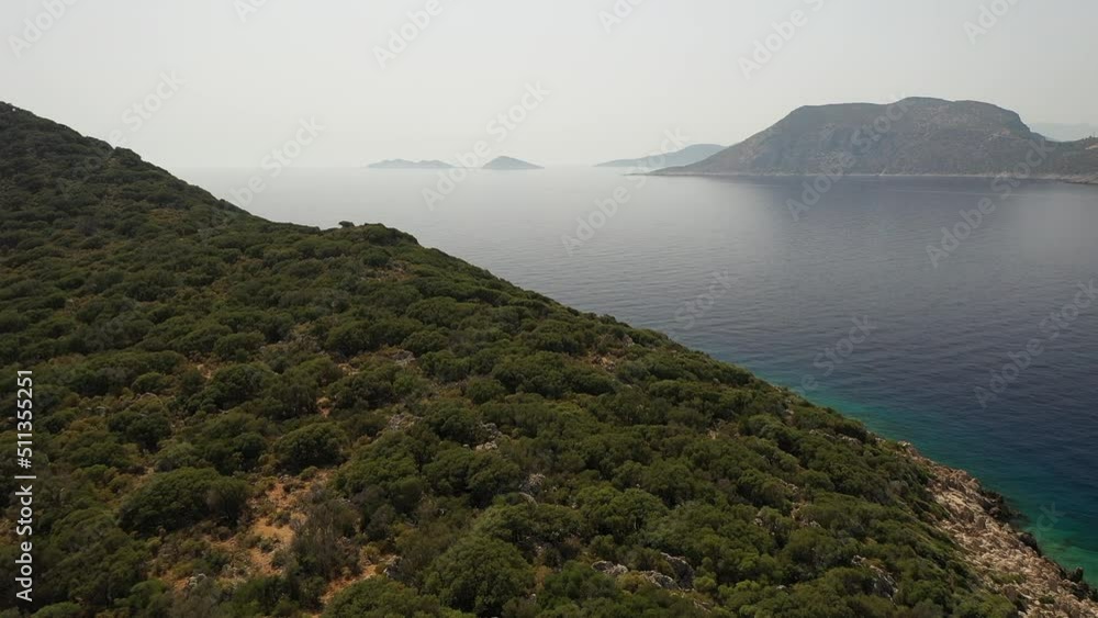 stunning nature's wonder scene at desirable holiday destination , aerial drone turquoise water , Kas , Antalya stunning nature's wonder scene at desirable holiday destination , aerial drone turquoise water , Kas , Antalya