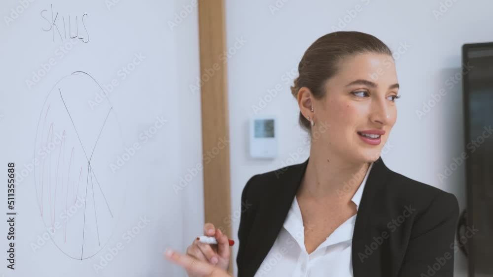 businesswoman making presentation with whiteboard indoors. businesswoman making presentation with whiteboard indoors.