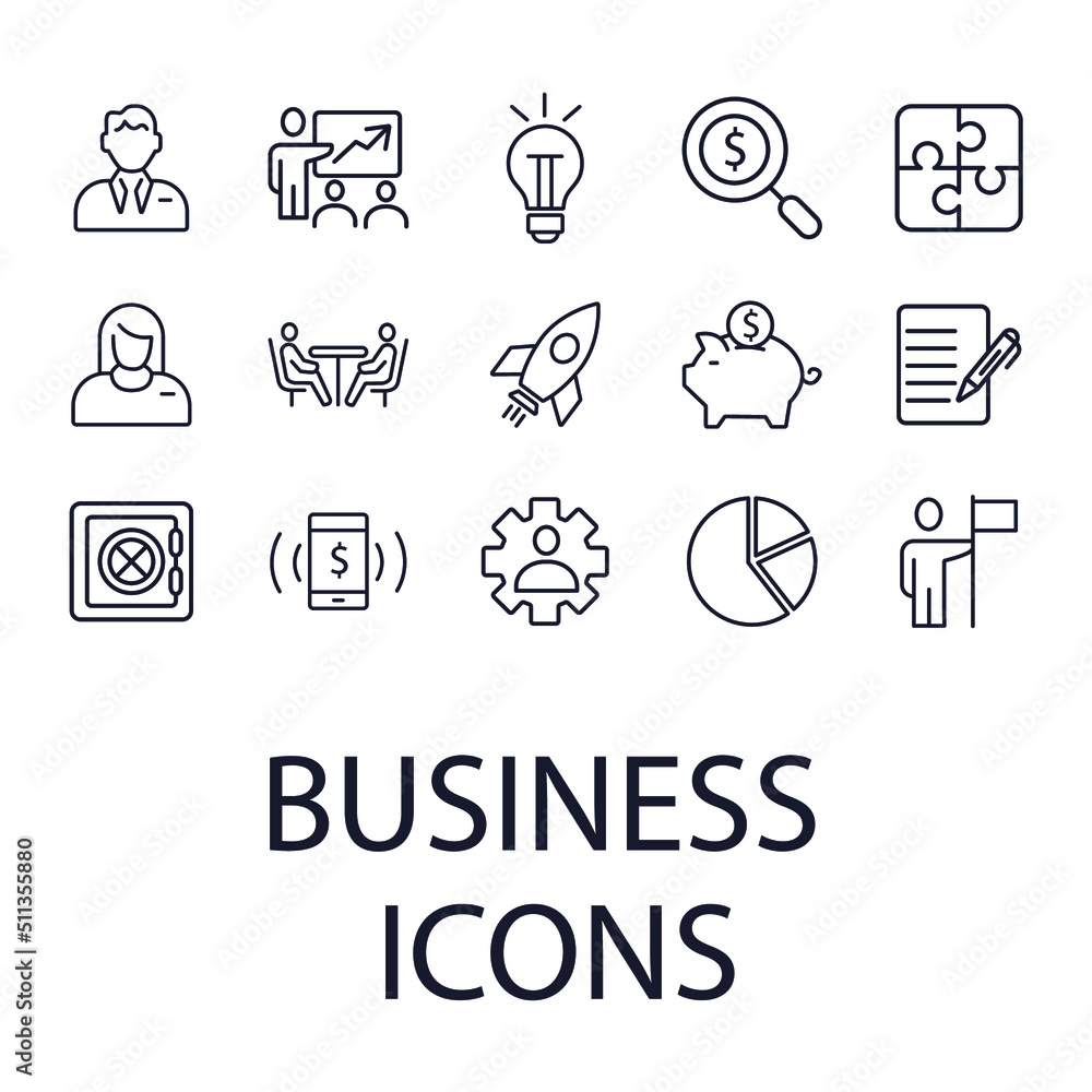 Business icons set . Business pack symbol vector elements for infographic web Business icons set . Business pack symbol vector elements for infographic web