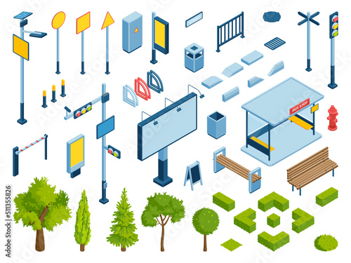 Isometric City Color Icon Set