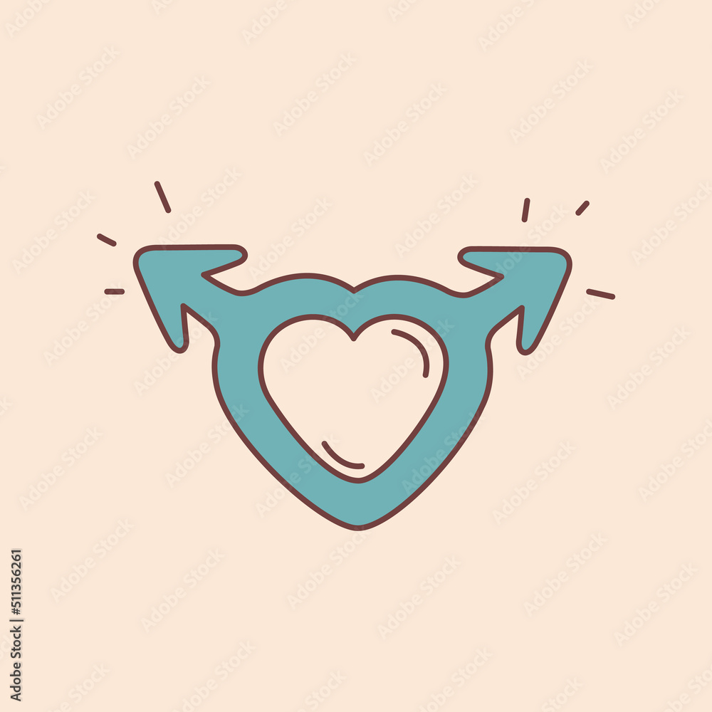 LGBT couple gay Icon in doodle style. Isolated vector illustration ...
