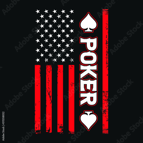 American flag with poker template  - t shirt design, vector graphic