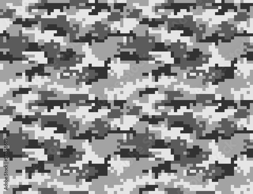 Fototapeta Naklejka Na Ścianę i Meble -  Camouflage pixel gray pattern, digital texture, trendy winter background. Ornament