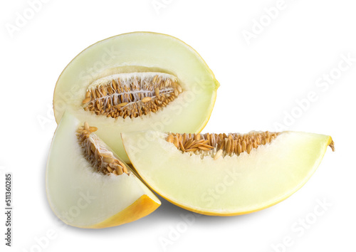 Ripe yellow melon cut into three pieces
