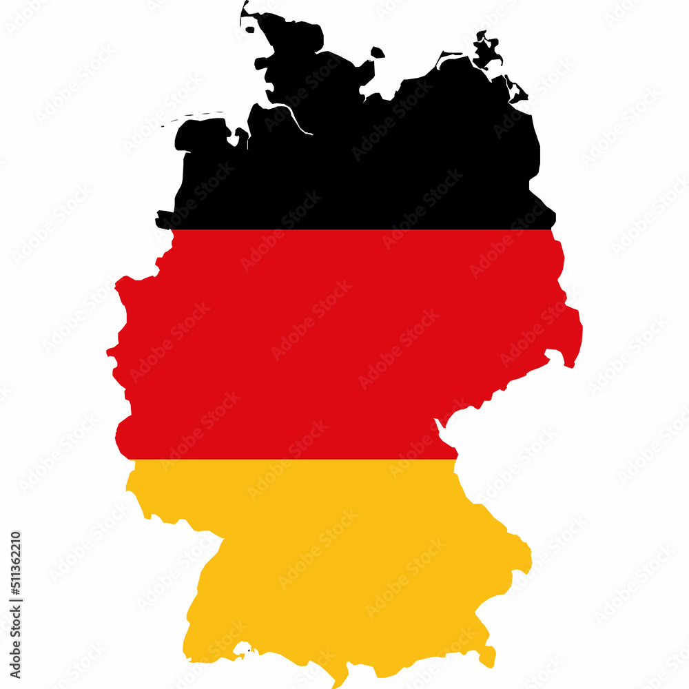 Germany vector map with national flag colours on white backgroud Germany vector map with national flag colours on white backgroud