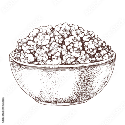 Blue bowl of cottage cheese