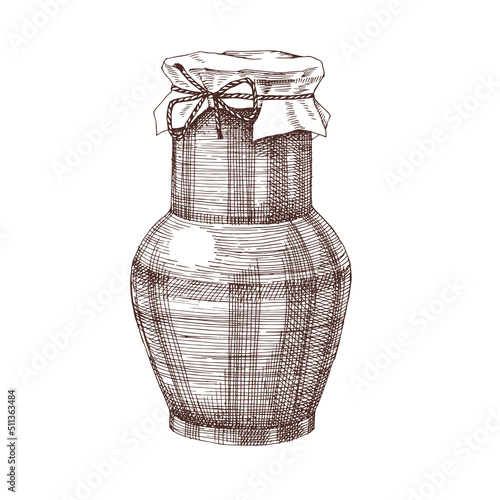 Drawing of Ceramic milk jug on white bckground