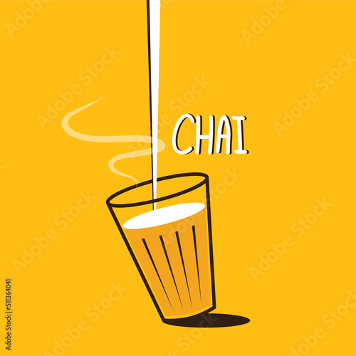 Indian hot drink vector. Indian chai icon. Chai is Indian drink. 