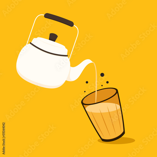 Indian hot drink vector. Indian chai icon. Chai is Indian drink. 