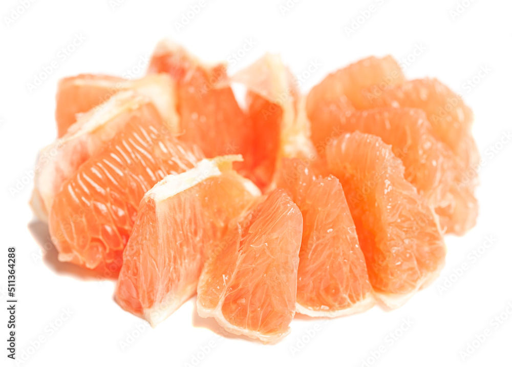Grapefruit slices isolated on a white background