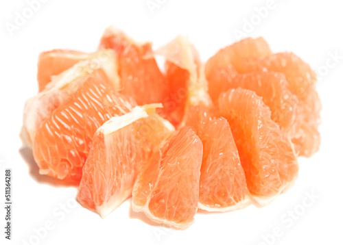 Grapefruit slices isolated on a white background