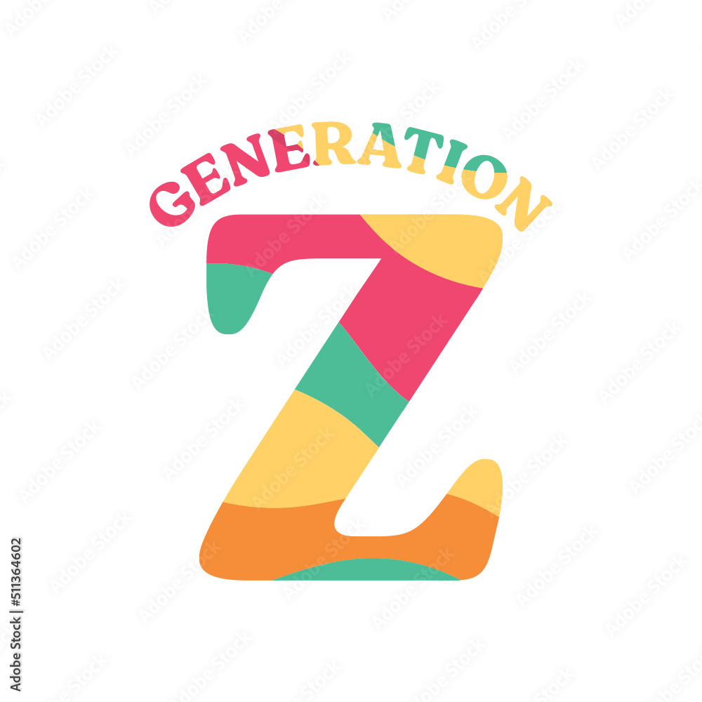 Gen Z, Generation Z, 2000's Kid, Future Generation, New Gen, Kids Logo, 2020 Vector Text Illustration Background