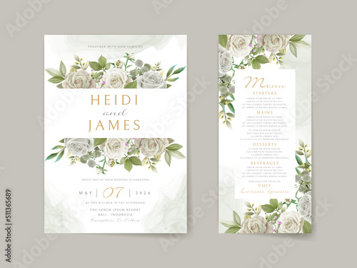 Elegant wedding invitation white flowers design