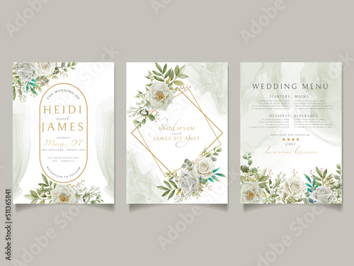 Elegant wedding invitation white flowers design