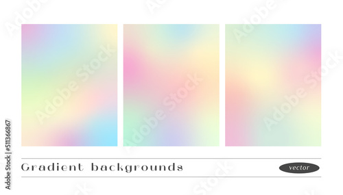 Fotografiet Set of pastel gradient texture backgrounds