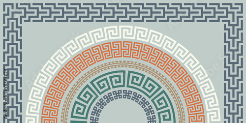 Greek key pattern, frames collection. Decorative ancient meander, greece border ornamental set with repeated geometric motif. Vector EPS10.