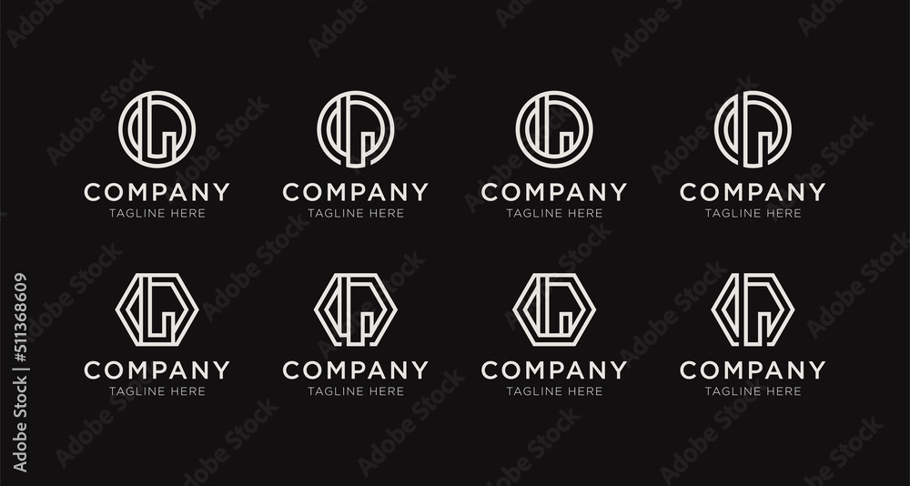 Set of letter L monogram logo design bundle. The logo can be used for any company business