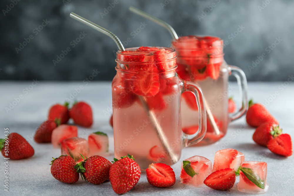Strawberry drink with berries. No sugar drink and healthy diet concept Strawberry drink with berries. No sugar drink and healthy diet concept