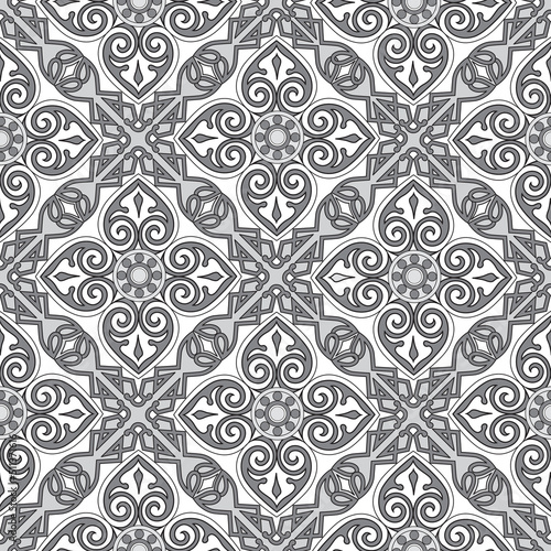Abstract floral seamless pattern. Mosaic floral ornamental background. Muslim ornament in arab orient style. Arabic, Indian motifs. Good for fabric, textile, wallpaper or package background design