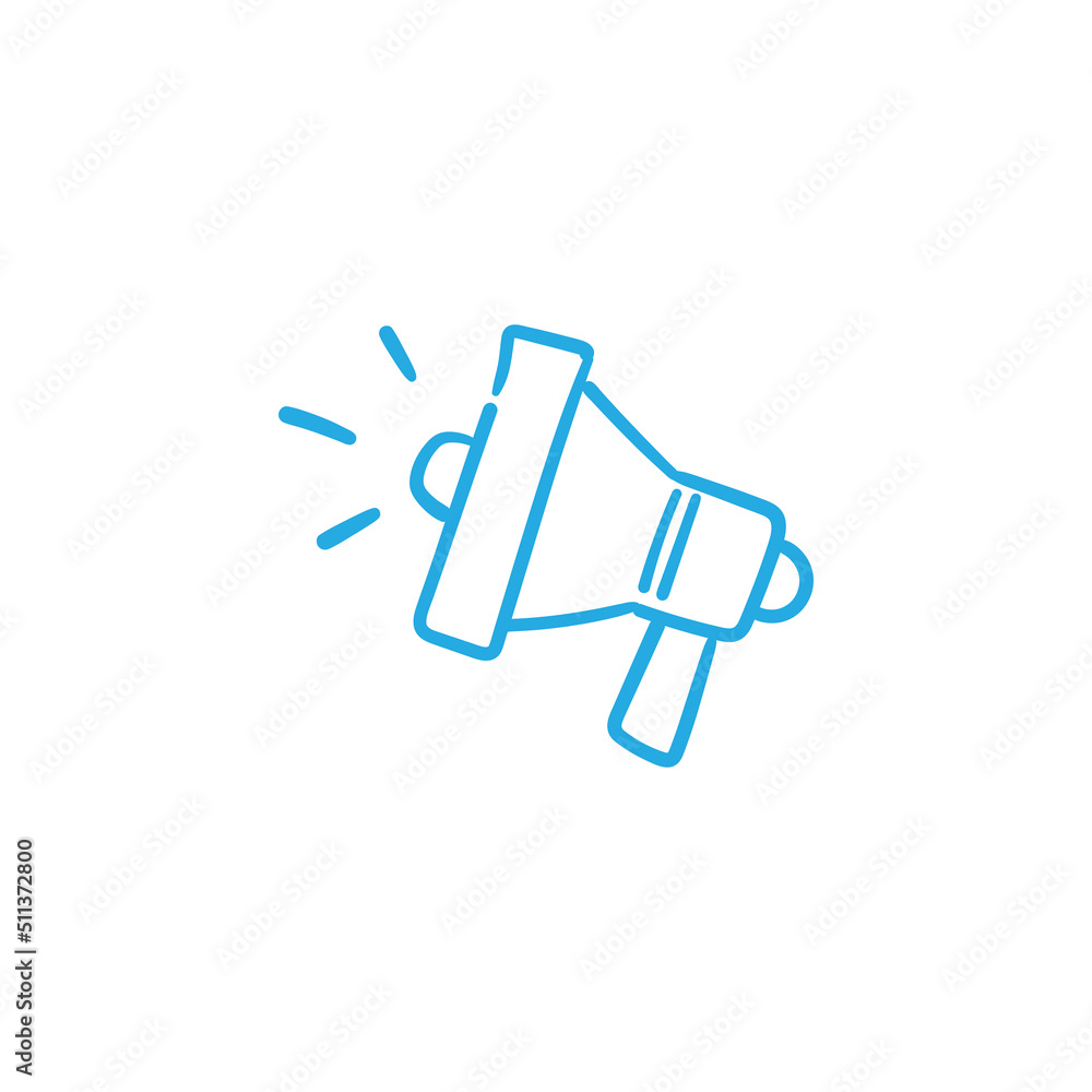 Megaphone doodle illustration, hand drawn loudspeaker vector icon. Megaphone doodle illustration, hand drawn loudspeaker vector icon.