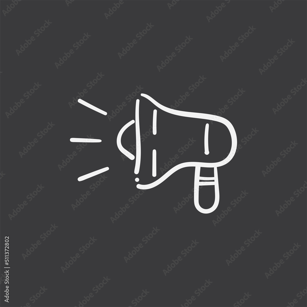Megaphone doodle illustration, hand drawn loudspeaker vector icon. Megaphone doodle illustration, hand drawn loudspeaker vector icon.
