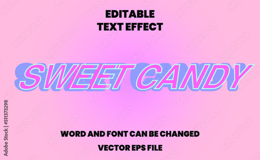 editable text effect sweet candy