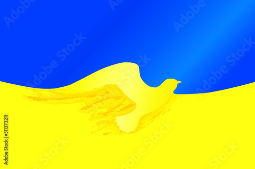 Ukraine flag with peace dove symbols. Stay with peace. Flag of Ukraine with shape of a dove of peace. The concept of no war, peace in Ukraine. photo