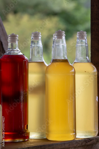 Pots and bottles of honey