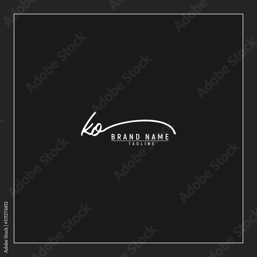 initials KO logo design signature monogram handwriting vector graphic premium illustration
